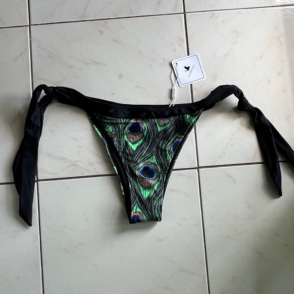 New peacock side tie bikini bottoms size medium - Picture 3 of 3